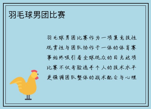 羽毛球男团比赛